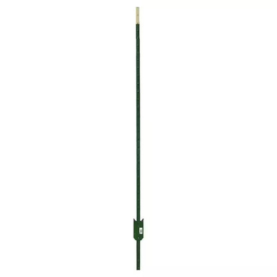 Everbilt 8ft Green Steel Fence T Post w/ Anchor Plate Studded Heavy Duty Outdoor