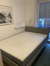 Slattum Bettgestell 140x200 mit Lattenrost und Ikea Federkernmatraze