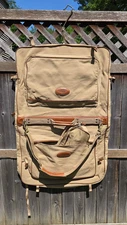 Eddie Bauer Garment Bag Ford Edition Tan Hanging Luggage Vintage Khaki Canvas