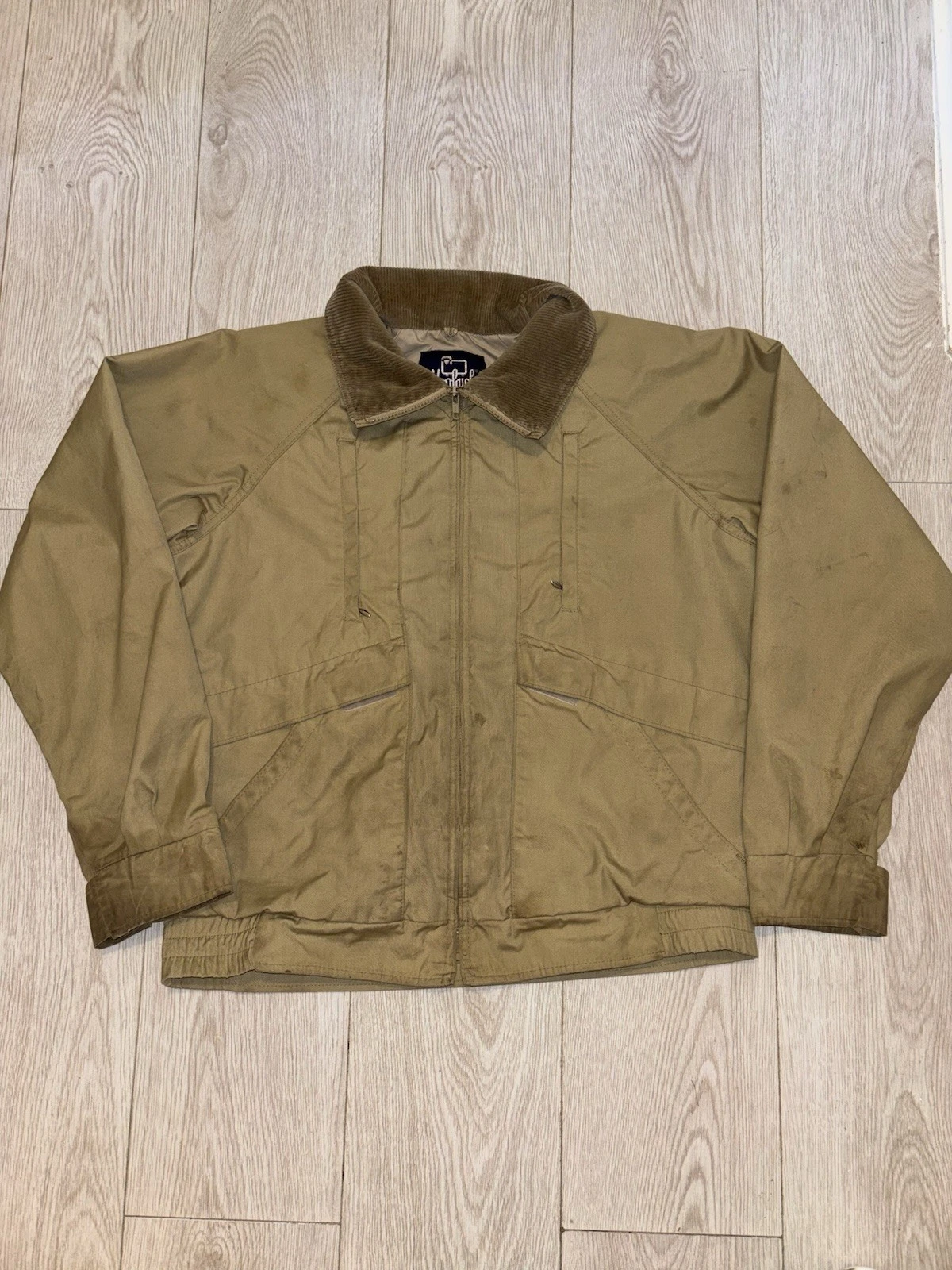 Vintage Woolrich Down Jacket Mens Medium Tan Cord Collar Made in USA Workwear