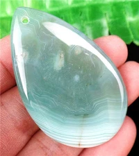49x30x4mm Green Stripes Onyx Agate Teardrop Healing Pendant Bead AD68509