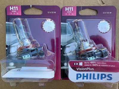 SET OF (2) PHILIPS H11VPB1 VISIONPLUS HEADLIGHT BULBS FOR H11ST H11-55NH/BP