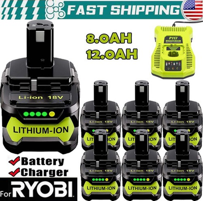 #ad #ad 12.0 Ah For ryobi 18v one lithium battery P108 High Capacity battery 18Volt 8 Ah $88.98