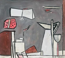 Gonzalo Fonseca Signed Uruguayan Abstract Oil Painting on Canvas Modern Art