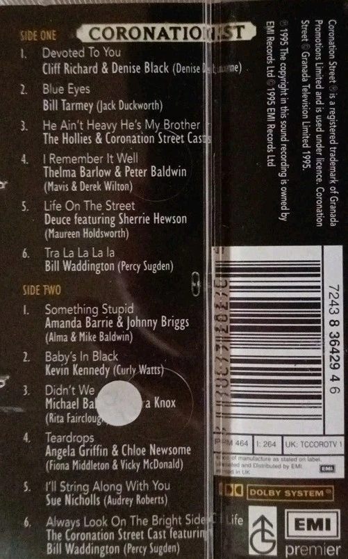 Various-The Coronation St Album Cassette Tape. 1995 EMI 7243 8 36429 4 6.  Foto 2 de 4