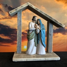 Custom One-Off Nativity Barn Creche With Gray Patina And Rustic Character