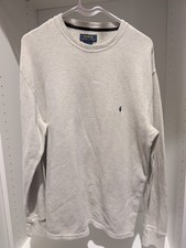 Polo Ralph Lauren Beige Waffle-Knit Crewneck Sweater Men's L Long Sleeve