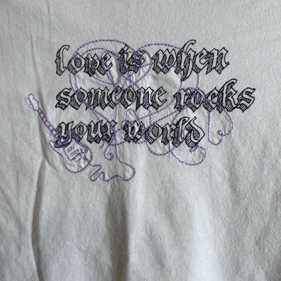 Vintage Y2K Old Navy Shirt Small Love Is When Someone Rocks Your World Tee - Image 2 of 4