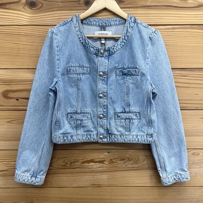 Derek Lam 10 Crosby Denim Jean Jacket Large Light Wash Button Up Short B171