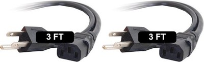 3FT Replacement AC Power Cord Cable for TV Computer Electronics