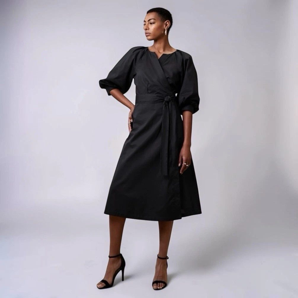 Cotton Solid Short Sleeve Wrap Dresses for sale