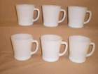 VINTAGE FIRE KING ANCHOR HOCKING MILK GLASS MUGS - "D" HANDLE - SET OF 6