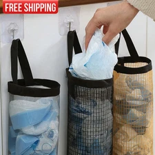 1x Plastic Bag Dispenser Wall Hanging Grocery Bag Holder Mesh Bag Organizer