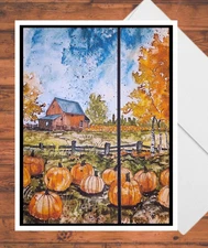 6 Rustic Farm Pumpkin Patch Card Kit, A2 w/Envelopes, DIY Adult Paper Crafting