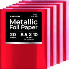 Metallic Foil Paper - 20 Sheets Pink and Red Shiny Papers - 8.5X10 Inches - Idea