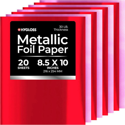 Metallic Foil Paper - 20 Sheets Pink and Red Shiny Papers - 8.5X10 Inches - Idea