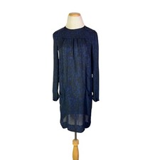 Isabel Marant Size FR36 US4 Long Sleeve Silk Mini Dress Black Blue