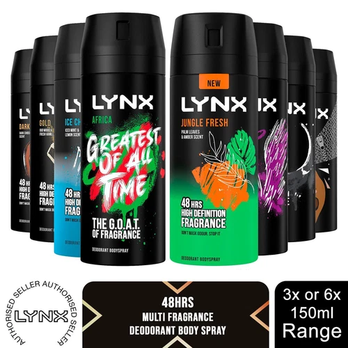 Lynx Body Spray 48-Hour High Definition Fragrance Deo For Men, 3x or 6x, 150ml