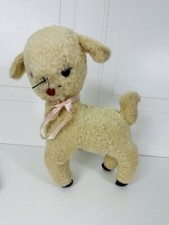 Vtg Krueger Standing Prancing Little Lamb Plush Vinyl Hoofs 13" T
