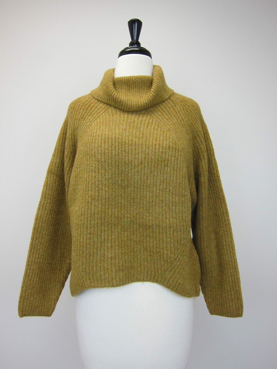 TOPSHOP Women's PETITE Super Soft Curved Hem Roll Jumper US 10 Ochre NWT