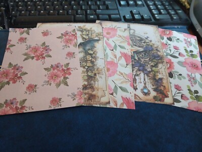 5X SHEETS NOSTALGIC/VINTAGE FOR SCRAPBOOKING/JOURNALS  +/- 13X9 CM (VIN101)