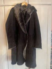British Sheepskin Company Sheepskin Black Coat Size 14