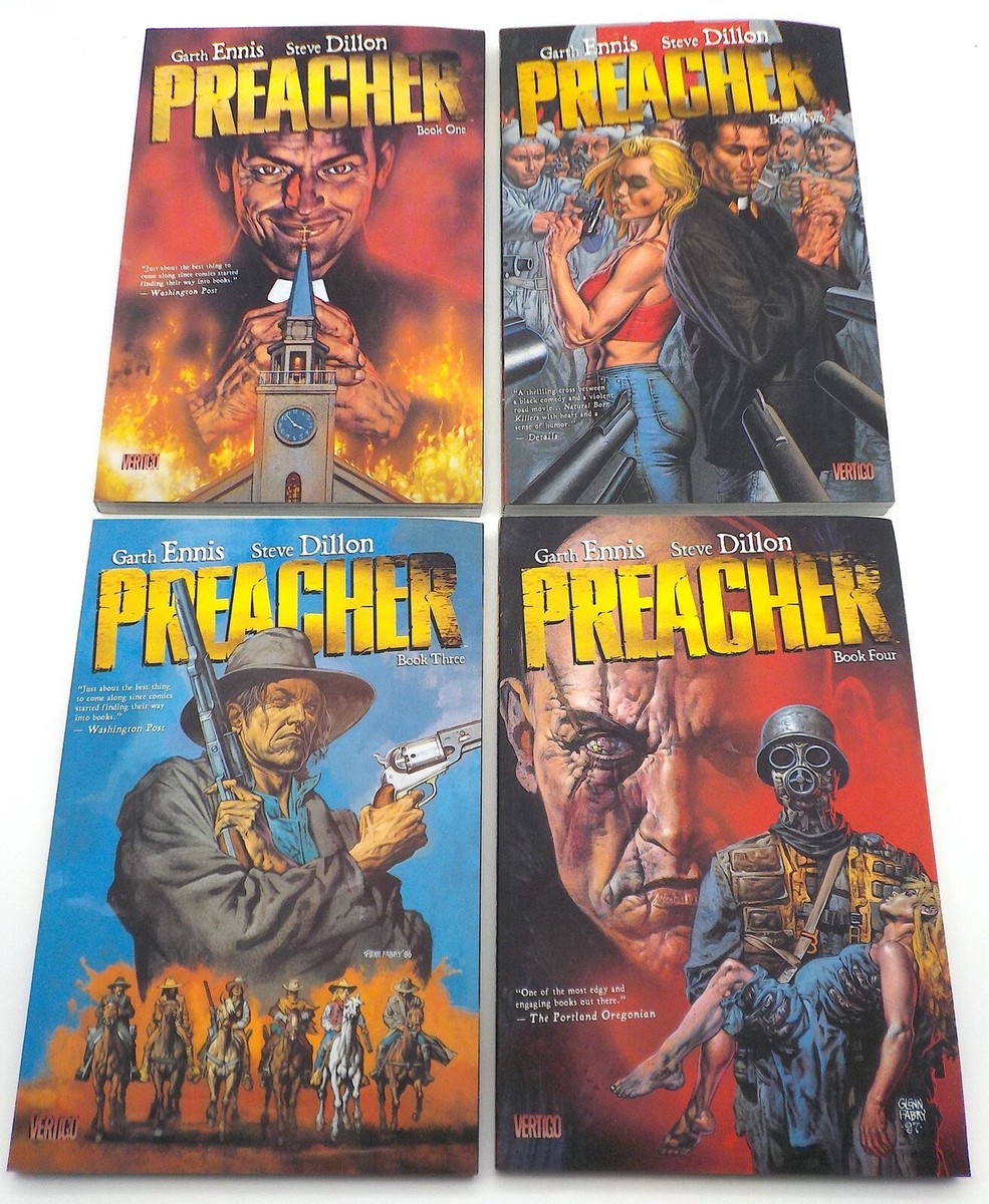洋書 PREACHER 4 x Book Set GARTH ENNIS PREACHER Garth Ennis Steve Dillon 4 Volume Set Vertigo #1-2-3-4