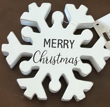 NWT WOODEN SNOWFLAKE Merry Christmas decorative holiday Christmas
