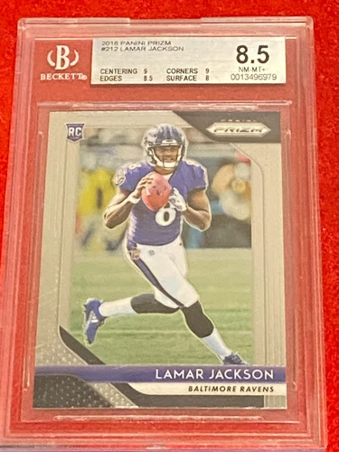 LAMAR JACKSON 2018 Panini Prizm Rookie #212 (RAVENS LOUISVILLE) MVP BGS 8.5