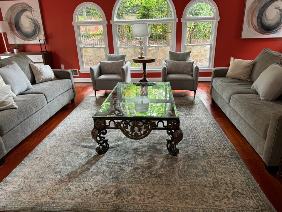 Mesa de centro de hierro forjado con tapa de vidrio: BASE 62" X38", TAPA DE VIDRIO 60"X36"  Foto 3 de 3