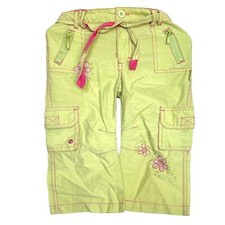 Pumpkin Patch pants Size 4 Khaki Green Pink Flowers Embroidery Easter Spring