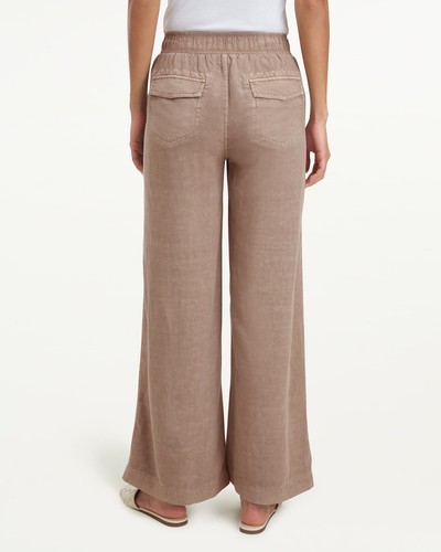 SPLENDID Brown Golden Hour Wide Leg Pants MEDIUM Viscose Linen Loose Lounge X1 - Picture 10 of 15