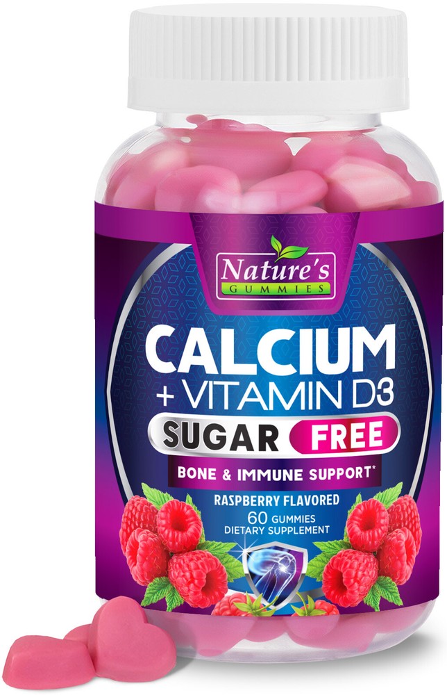 Calcium Gummies with Vitamin D3, Sugar Free Calcium Gummy for Adults & Kids