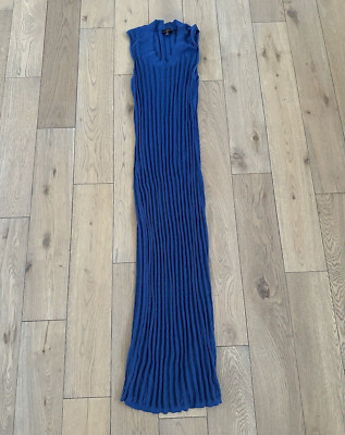 Current Air Blue Midi Viscose Bodycon Ribbed Pleated Sleeveless Dress Size S