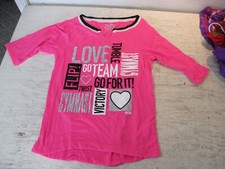 Justice Girls Hot Pink Gymnast Inspirational T-Shirt Sparkly Letters Size10 NWOT