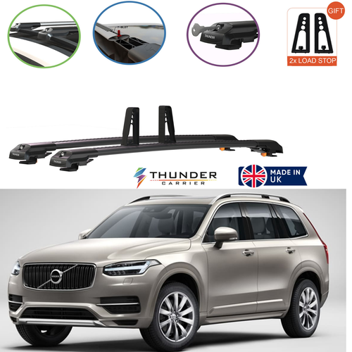 VOLVO XC90 LOCKABLE BLACK CROSS BARS ROOF BAR RACK 20032014 4X STOPPER