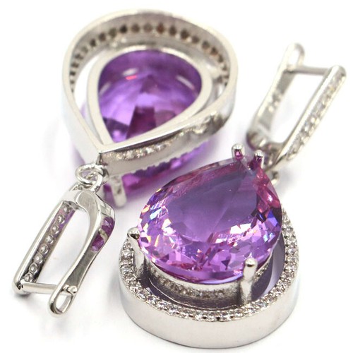 Buy 4 get 1 free Big Gemstone Color Changing Alexandrite Topaz Silver Earrings - Picture 5 of 5