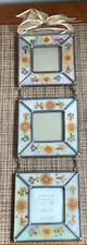 Vintage Leaded Glass Pressed Dried Flower Set Of 3 Hanging Picture Frames