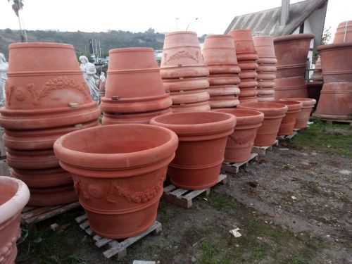 Vaso in terracotta toscana lavorato original siena timbrato vari misure giardino - Foto 5 di 6