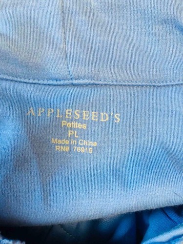 Appleseed's Blue Long Lounge Housecoat Gown Pinch Pleated & Lace Cotton Blend PL - Picture 8 of 10