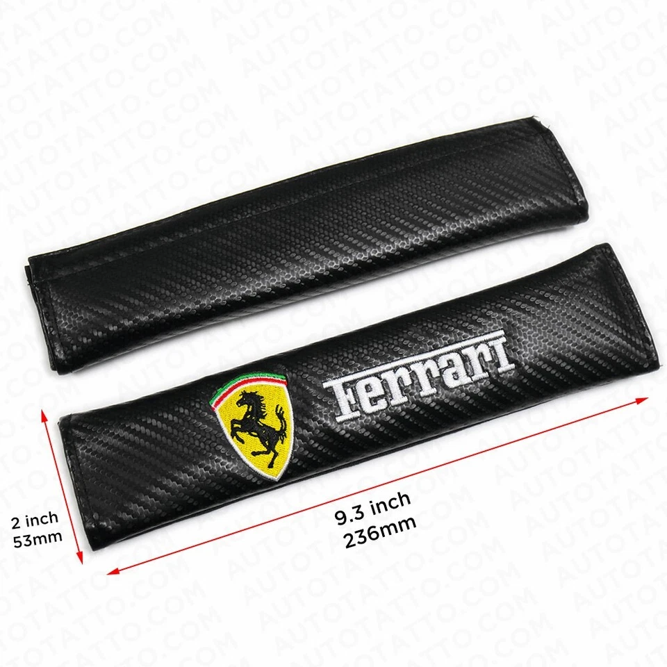 Ferrari Carbon Car Seat Belt Cover Safety Shoulder Strap Cushion Pad Harness - Image 2 of 4