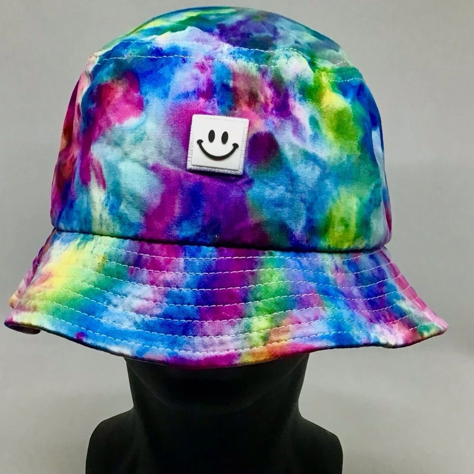 Smiley Tye Dye Bucket Hat