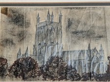 Original pencil &ink drawing by Robert Alexander Harvey Worcester Cathedral 1941