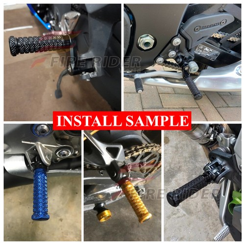 CNC Black Front Foot Pegs M-GRIP For Kawasaki Vulcan 900 Custom 15 16 17 18 19 - Picture 5 of 6