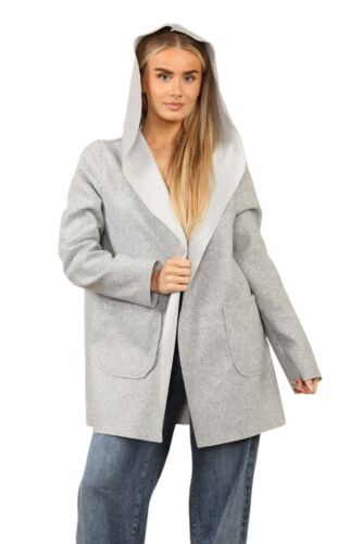 Italienischer langärmliger Kapuzenmantel mit 2 Taschen Damen vorne offen Hoodie Jacke - Bild 8 von 10