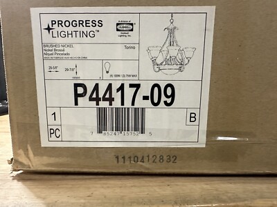 Progress Lighting Torino Collection 6-Light Brushed Nickel, Etched Glass Chand..
