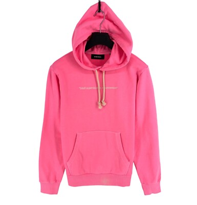 DIESEL Men Pink S-GIRK-HOOD-FLOU Hoodie Pullover Jumper