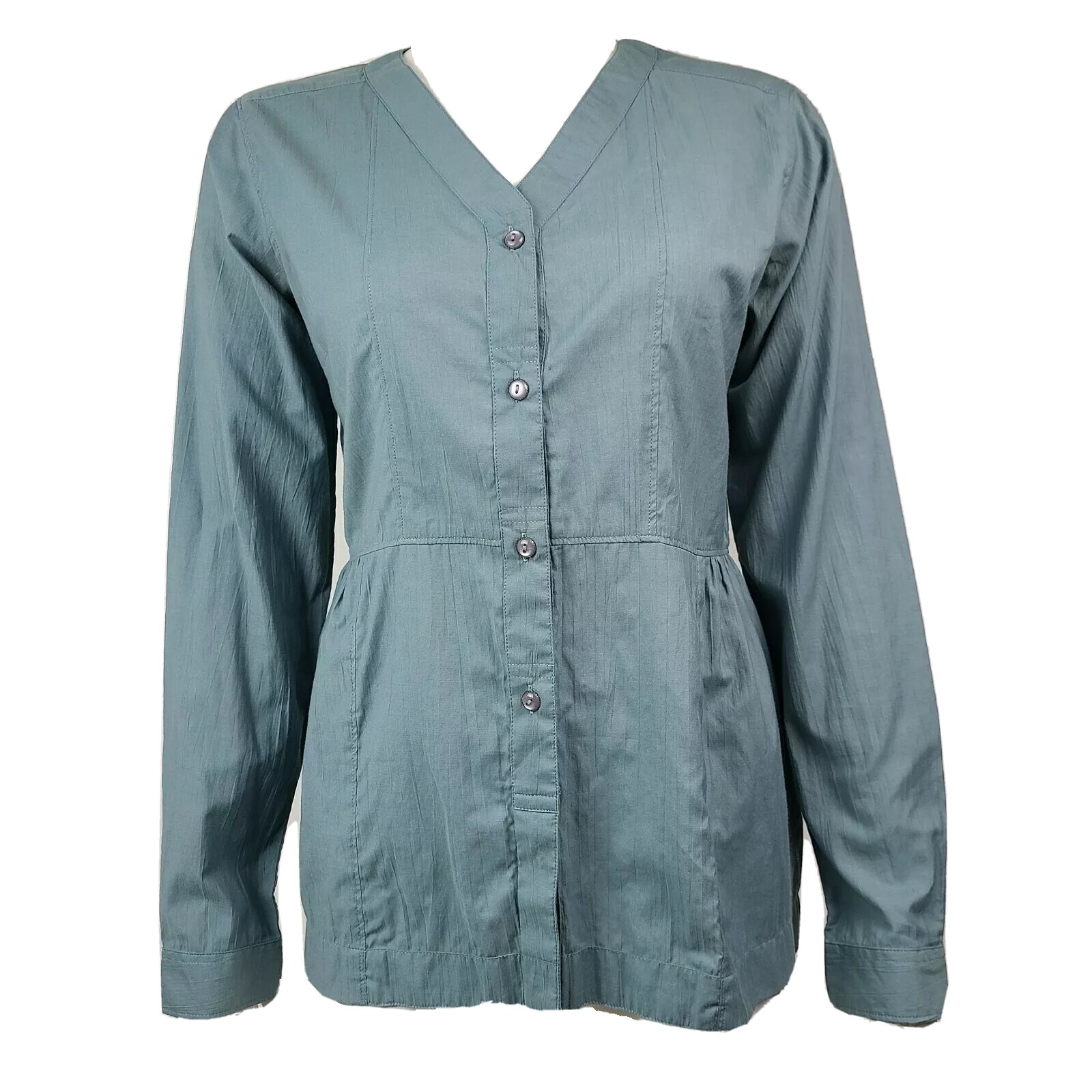 EXOFFICIO Solid All Blue Long Sleeve Button Down … - image 1