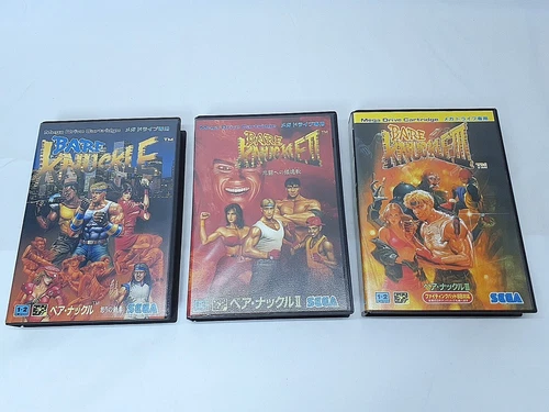 Mega Drive Bare Knuckle I  II III Sega w/Box Manual NTSC-J Tested CIB