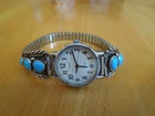 Vintage TIMEX Silver Turquoise & Stainless Steel Watch